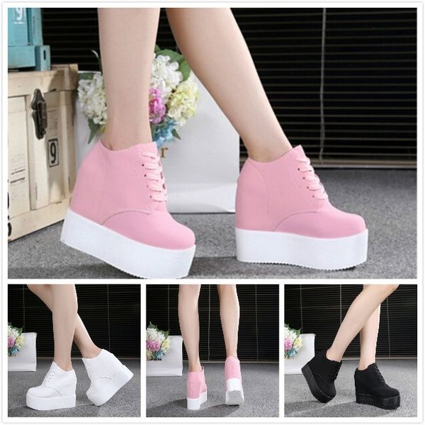 Compre 2018 Cunha Sapatos De Salto Alto Plataforma Zapatos Mujer Senhoras  Sapatos De Lona Chaussure Femme Mulheres Escola Valentine Zapatos Sapatos  Casuais Barato | Entrega Rápida E Qualidade | Pt.Dhgate