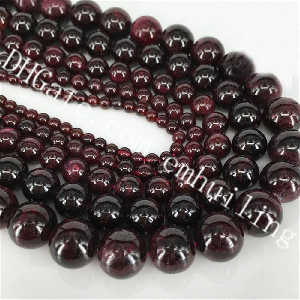 Natural Garnet Beads Round Loose Gem Beads for DIY Jewelry Bracelet Necklace