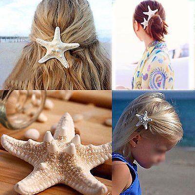 1x Real Starfish Hair Clip Beach Wedding Bridal Sea Shell Pin