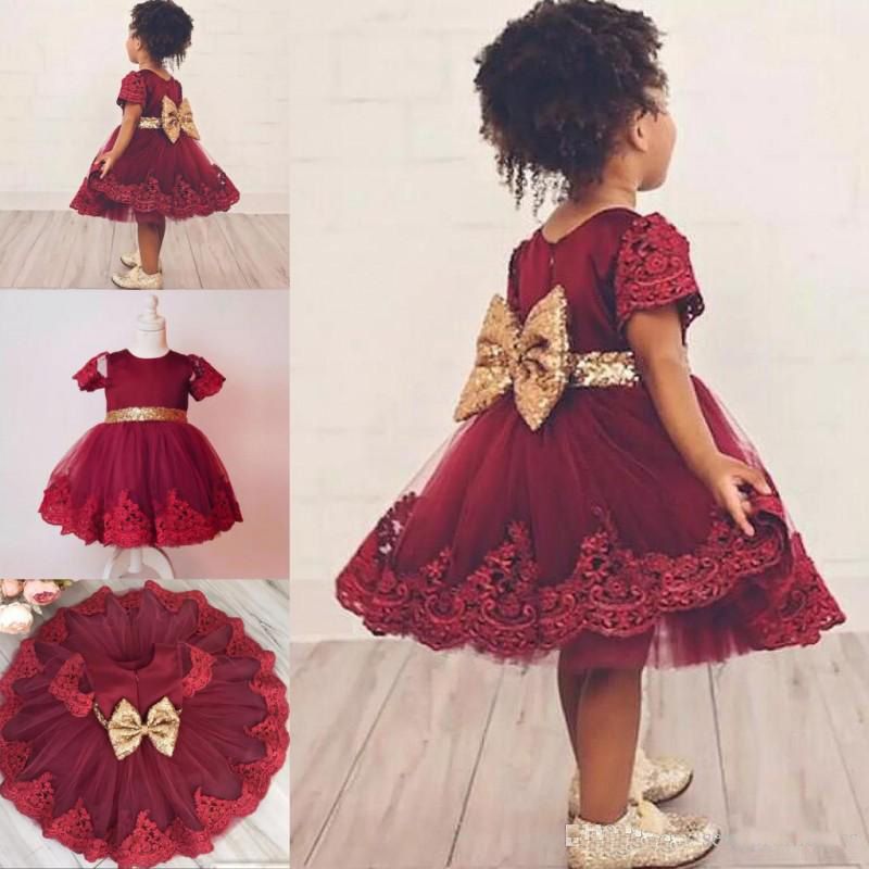 dark red flower girl dresses