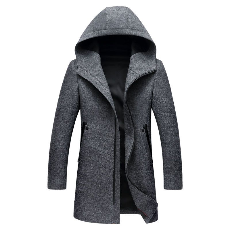 Mens Long Hooded Wool Trench Coat, Men S Wool Hooded Trench Coat
