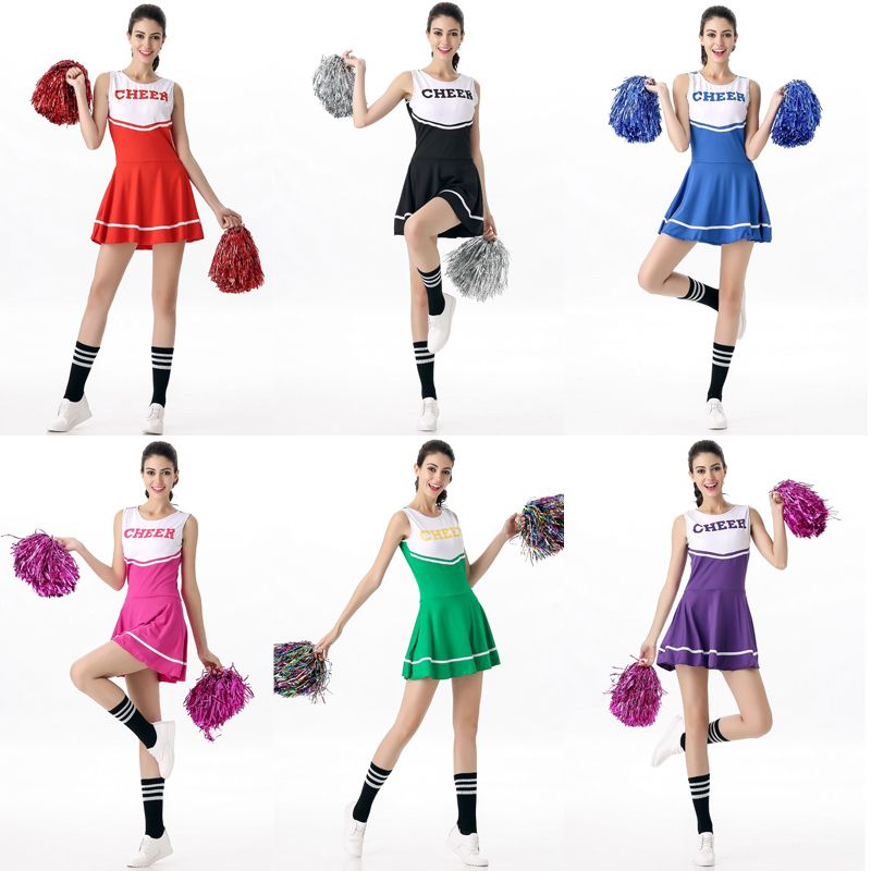 Women School Girl Uniform Cosplay Costume Musical Cheerleader Fancy Dress Outfit