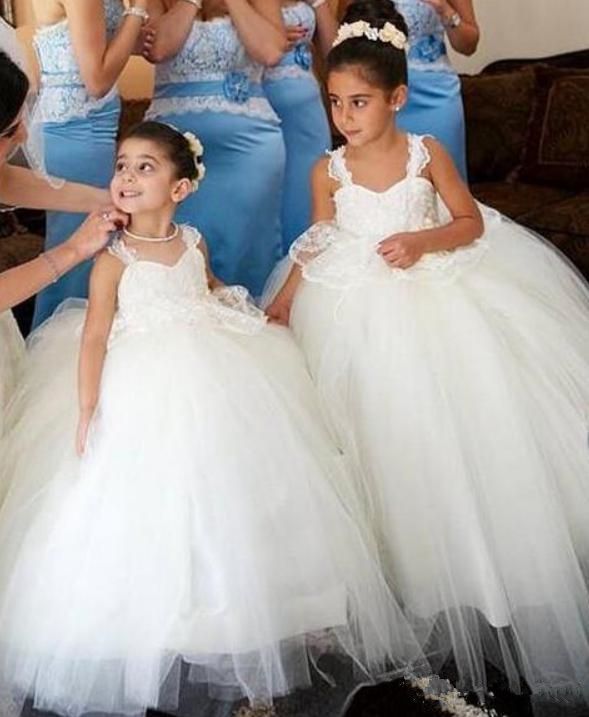 spaghetti strap tulle flower girl dress