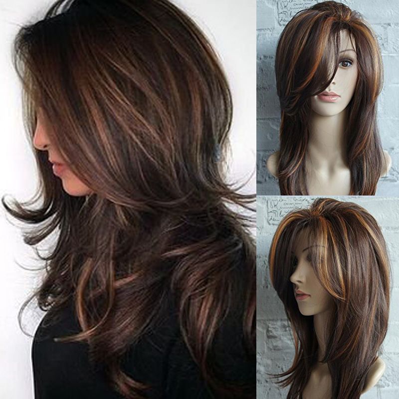 Z F Blonde Mix Brown Color Curly Nature Look Fluffy Buckle Wigs