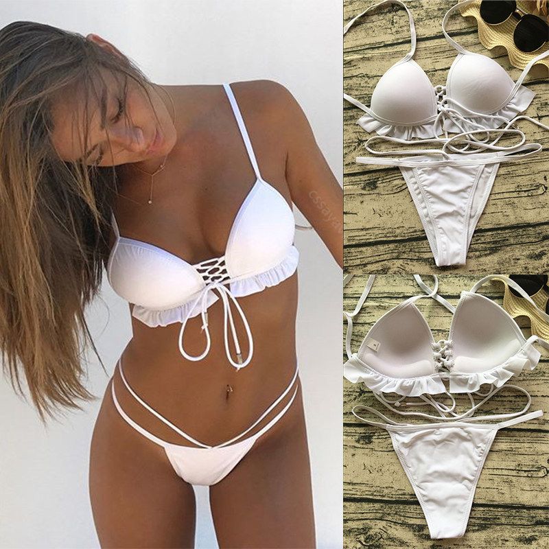 white knot bikini top