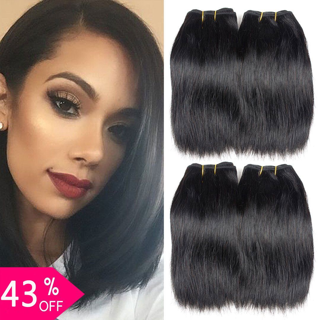 4 Bundles 8inch Brazilian Virgin Straight Hair Weaves Unprocessed