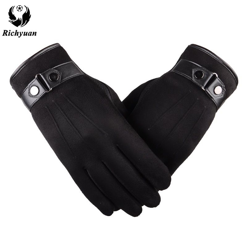 mens warm black leather gloves