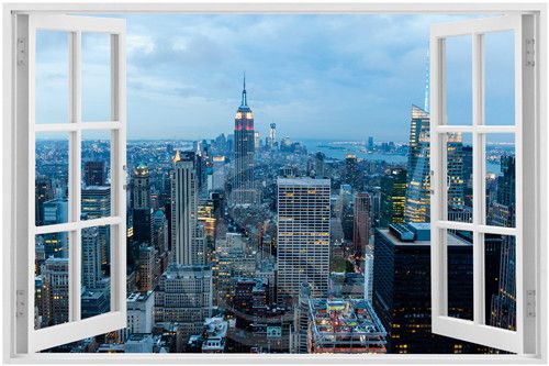 G7168 Custom New York City Skyline Window 4 Home Decor Modern For Bedroom Wall Poster Size 20x30cm Wall Sticker W 168 Cool Wall Stickers Create Wall