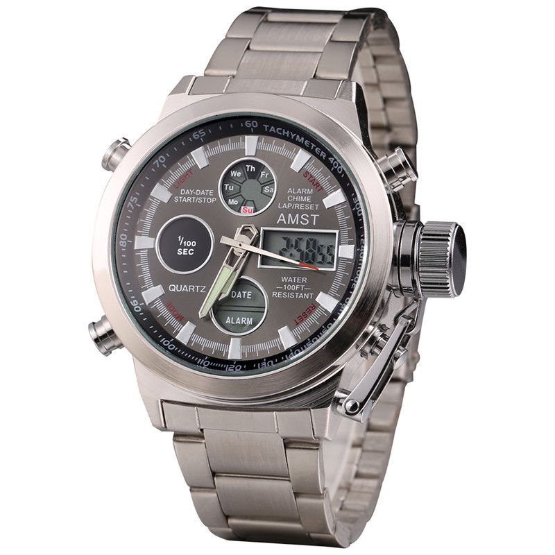Acquistare AMST Orologi Militari Cinturino In Acciaio Inossidabile Orologi  A LED Orologi Da Uomo Al Quarzo Di Lusso Di Alta Marca 50 Metri Orologi Da  Polso Impermeabili 100% Originali Economico | Consegna