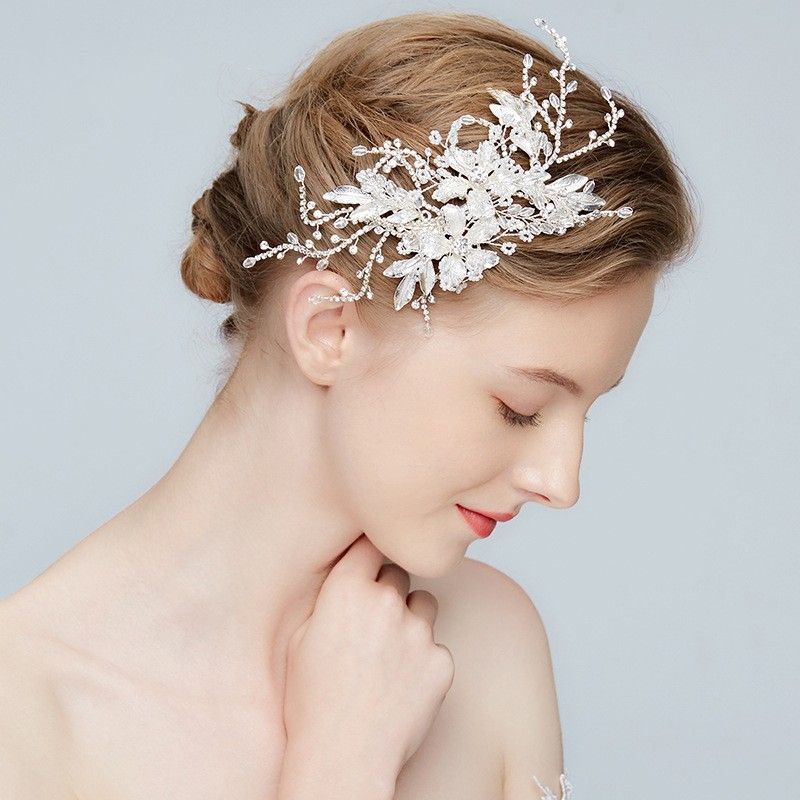 2018 Silver Flower Bridal Headpiece Leaf Hair Clip Wedding