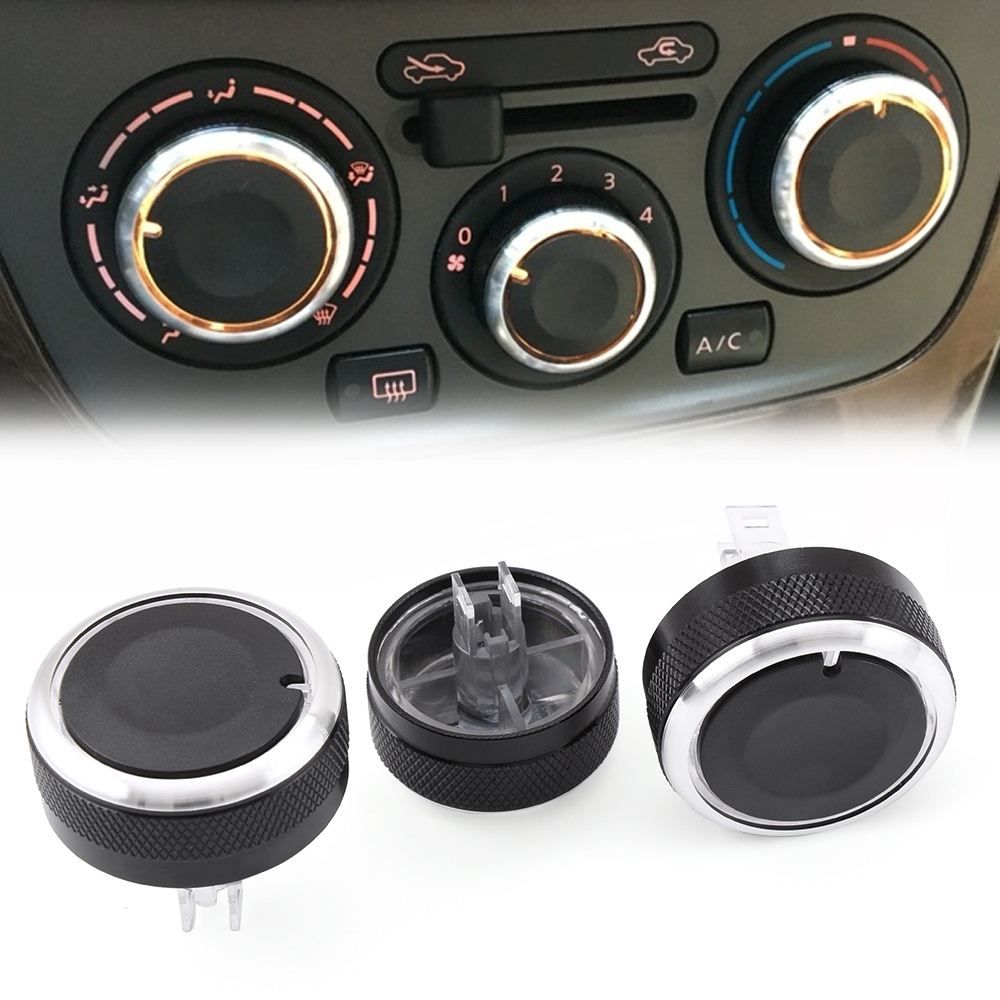 BOOMBOOST 3pcs/Set Car Styling Air Conditioning Heat Control Switch Knob AC Knob Car Accessories for Nissan Tiida NV200 Livina Geniss 