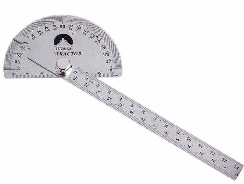 180° Angle Ruler Round Head Rotary Adjustable Stainless Steel Measuring Tool 1Pc 