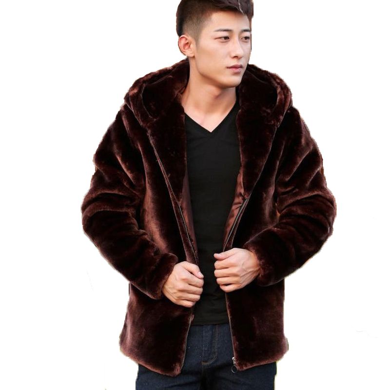 Fashion Mens Faux Fur Coats Mink, Mens Faux Fur Mink Coat