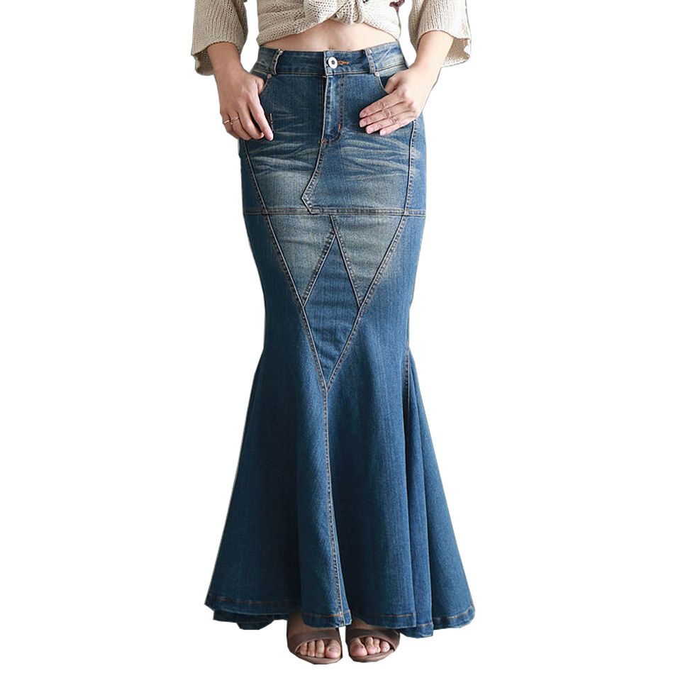 fishtail denim skirt