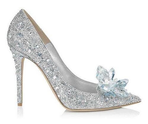 Acheter Verre Argent Mariage Chaussures De Mariee Classiques Bling