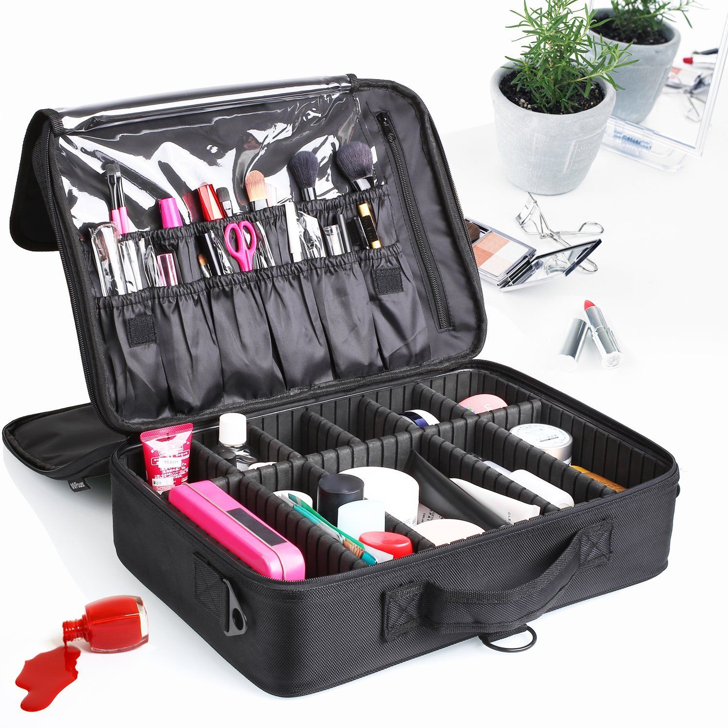 2018 Makeup Train Case 3 Layer Makeup Organizer Bag With 2018 Makeup Train Case 3 Layer Makeup Organizer Bag With