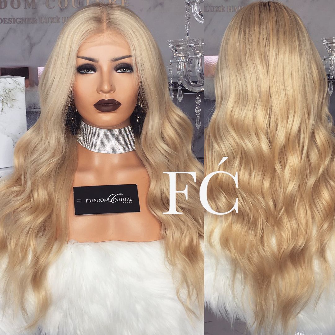 Full Lace Human Hair Wigs Blonde 613 Peruvian Hair Body Wave