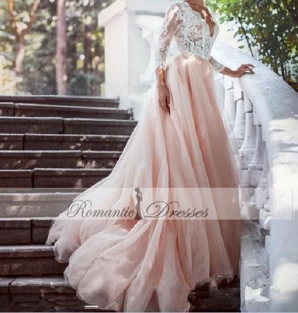 light pink wedding dress plus size