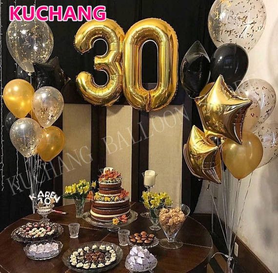 40 Inch Gold Number 30 Foil Balloons Latex Balloons Scrap 30th