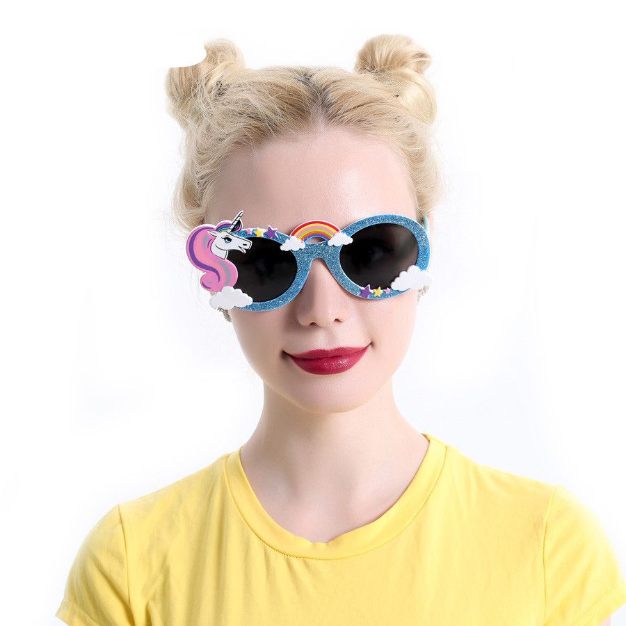 Tomaibaby Gafas de Sol de Fiesta de Unicornio de 3 Piezas Gafas de Cumpleaños de Arco Iris Brillantes Suministros de Fiesta de Unicornio para Niños Regalo de Favor de Fiesta de Baby Shower 