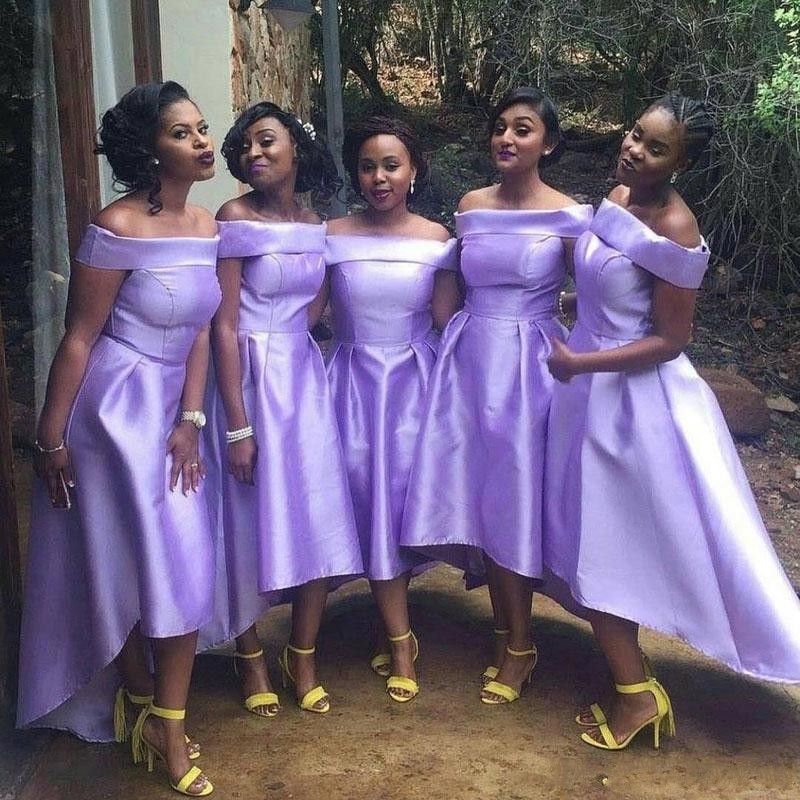 lavender off the shoulder bridesmaid dresses