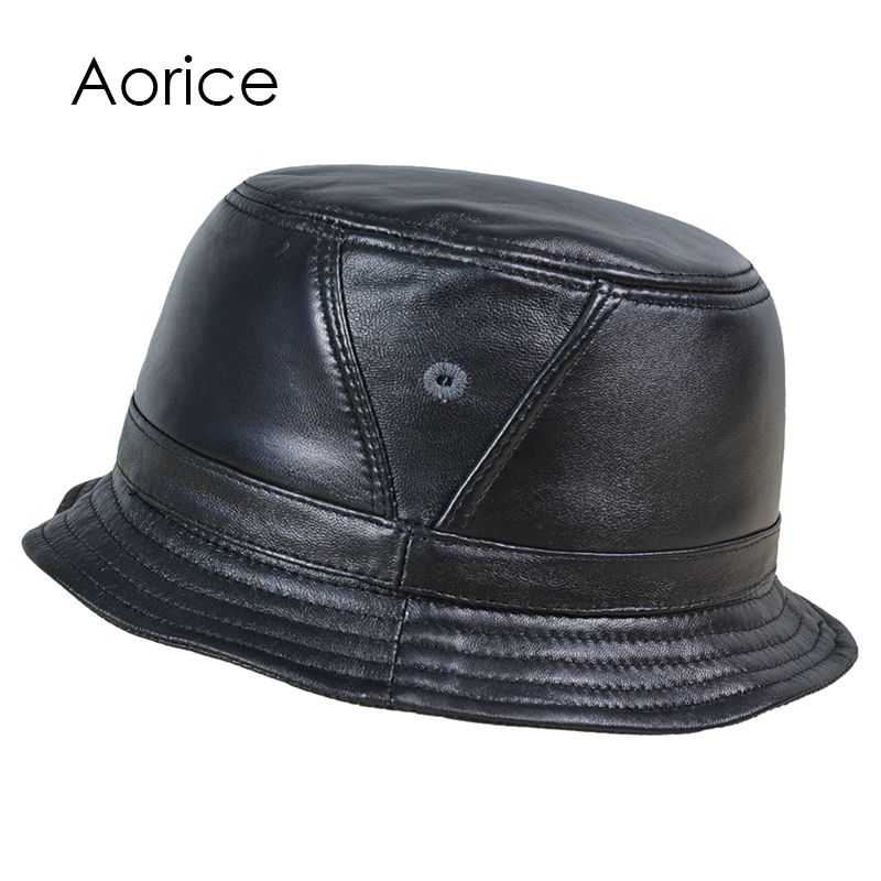 mens leather bucket hat
