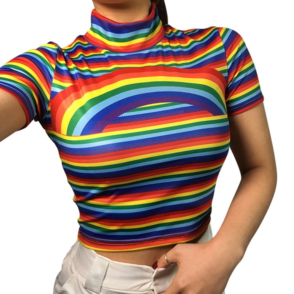 rainbow turtleneck shirt