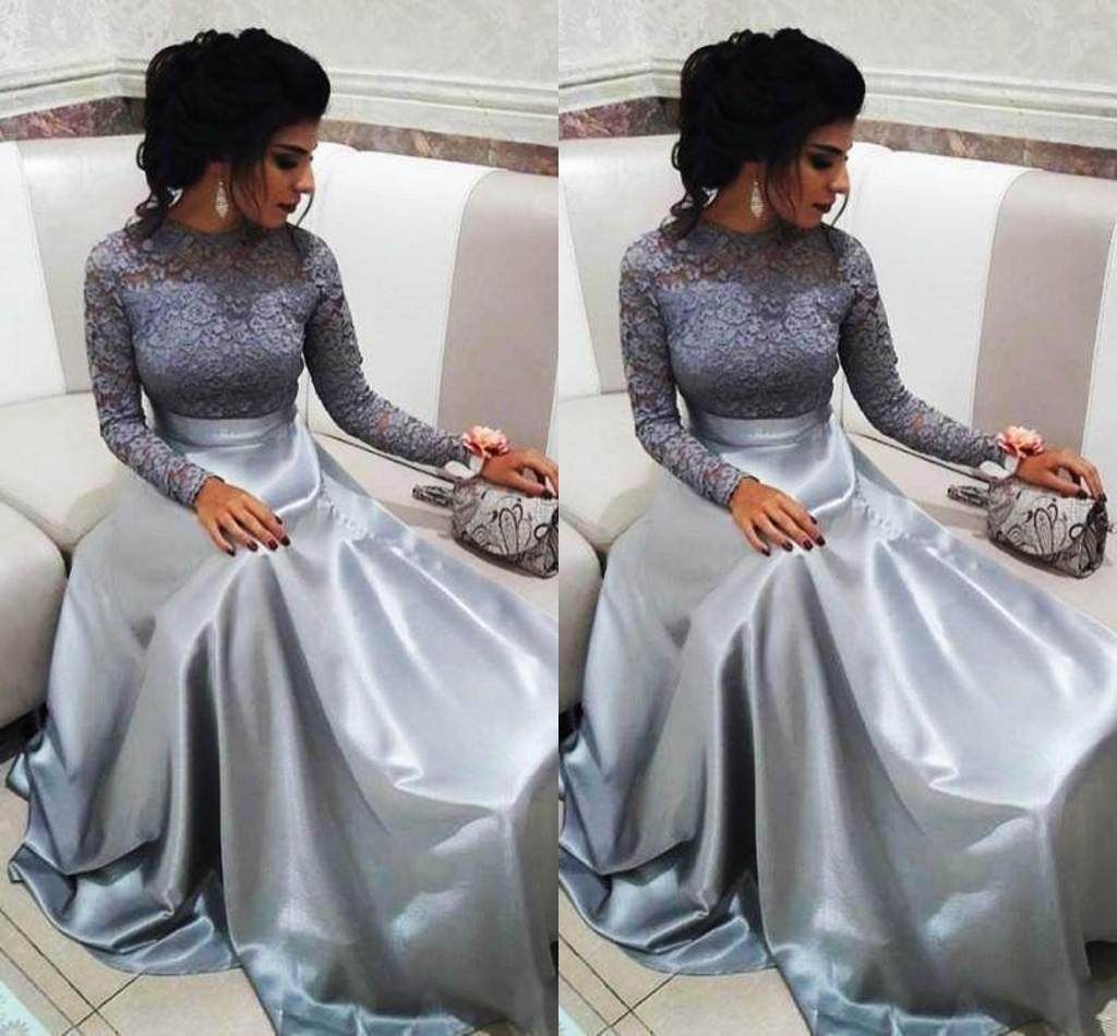 satin long sleeve prom dress