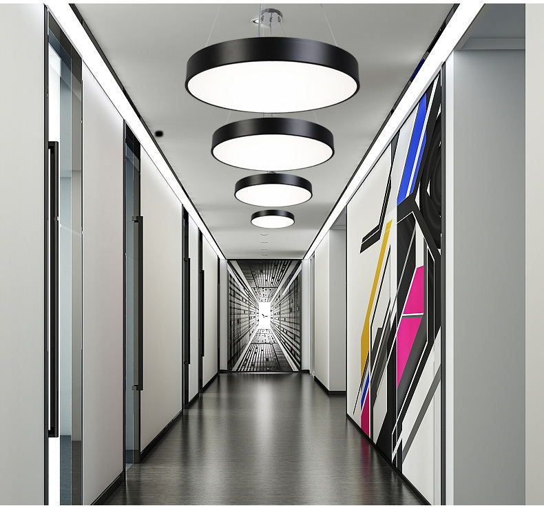 Modern Office Led Pendant Light Black White Ceiling Hanging Lamp