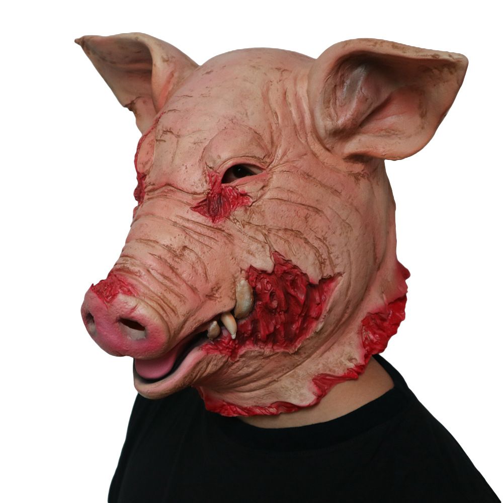 Gallina Actual Delicioso Scary Pig Mask Full Head Halloween Party Mask Cospaly Animal Látex Mask  Masquerade Disfraz Carnaval