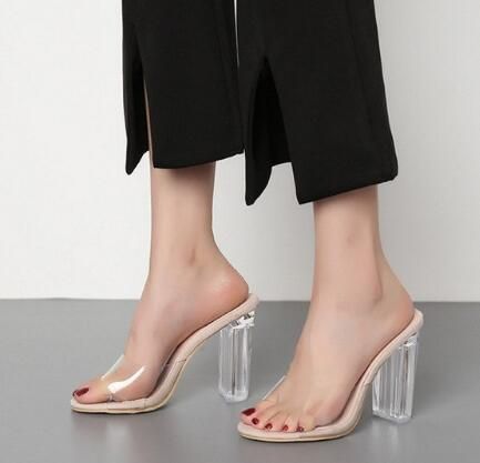 clear pvc mules
