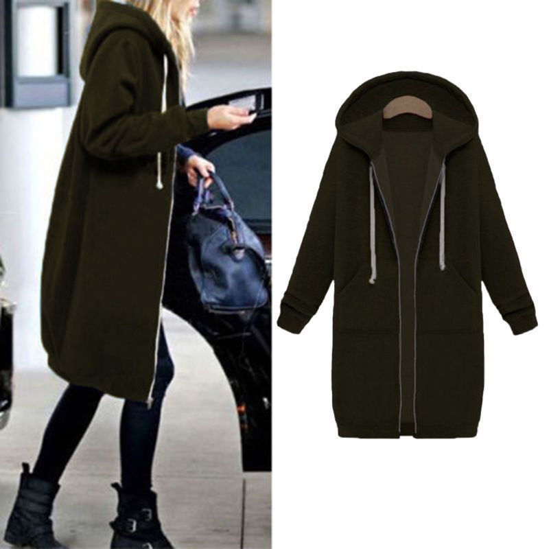 Compra Sudadera De Manga Larga Caliente Chaqueta De Abrigo Largo Tops  Outwear Outwear Womens Warm Zipper Open Capucha Invierno Otoño Barato |  Entrega Rápida Y Calidad | Es.Dhgate