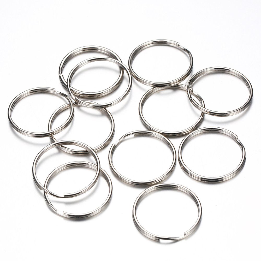 5x Strong Split Ring 15mm Keyring Silver Metal Alloy **UK SELLER