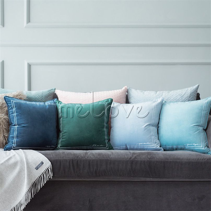 Velvet Fabric Square Throw Pillow Case Decorative Sofa Chair