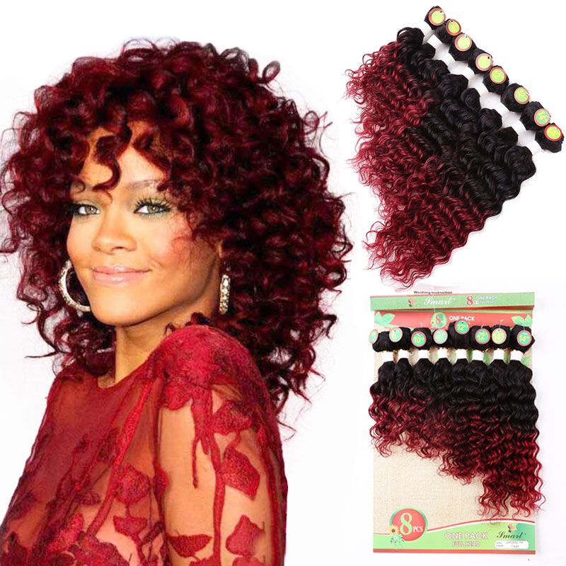 2019 Rare Hair 8 14inch Deep Wave Sew In Hair Extensions Synthetic Hair Weave Pack Full For A Head From Rarehair1 66 64 Dhgate Com