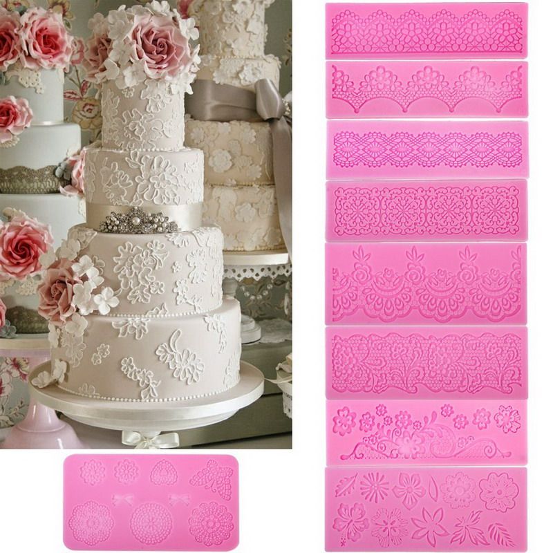 Silicone Flower Lace Embossed Mold Sugarcraft Icing Cake Decorating Mats Mould J 