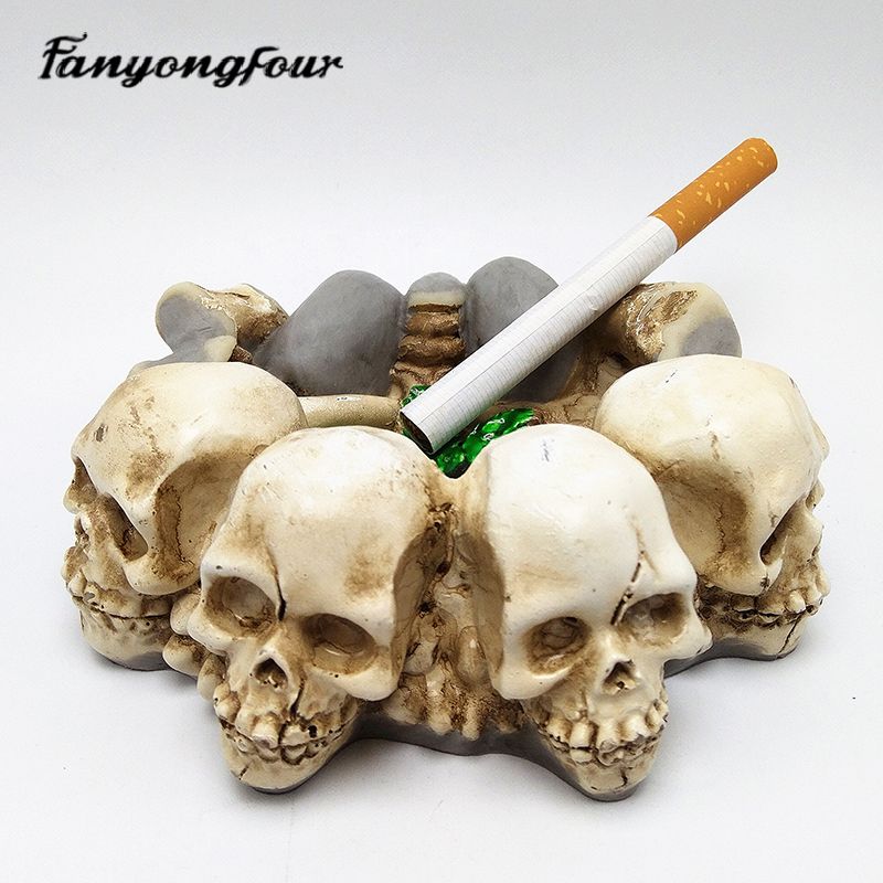 Skull Ashtray 3D Silicone Mold Fondant Cake Resin Gypsum Candle Chocolate Candy