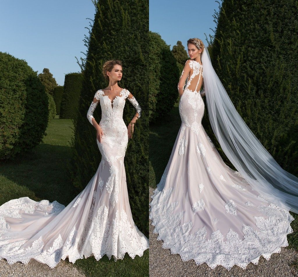 New Arrival Mermaid Wedding Dresses With Illusion Long