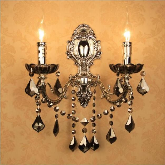 Grosshandel Svitz Loft Rustikal Schwarz Dekorativ Wandleuchten Retro Silber 2 Armig Wandleuchte Esszimmer Rauch Kristall Wandleuchte Arandela E14 Von Royallamps 70 2 Auf De Dhgate Com Dhgate