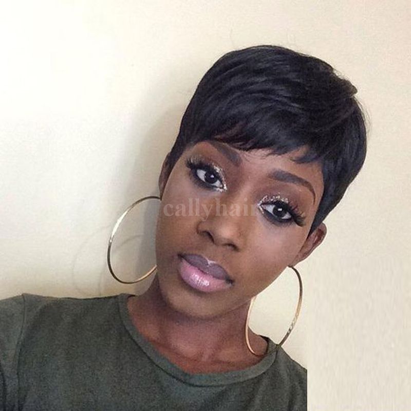 Cheap Human Real Hair wig Pixie Cut Short Wig For Black Women Average Size Hair Human Short Black Wigs African American Wigs Cheap Human Real Hair wig Pixie Cut Short Wig For Black Women Average Size Hair Human Short Black Wigs African American Wigs