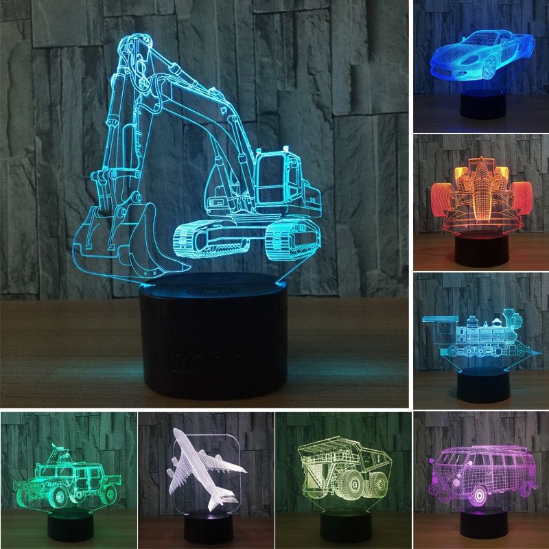 Creative 3d Usb Lamp Led Changing Table Acrylic Car Design Night Light With Touch Switch Bedroom Decor Accessories Easter Party Supplies Elmo Birthday