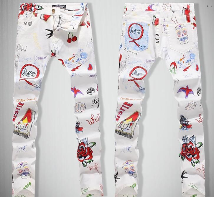 white painted jeans