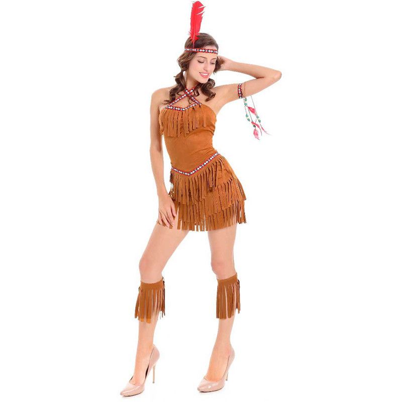 Adulto Cosplay Sexy Pocahontas Trajes de Matoaka Indios Squaw Vaquera  Princesa Disfraces Fiesta de Halloween Indios