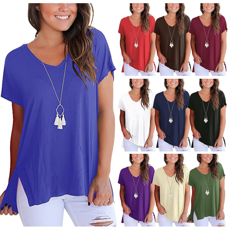 Womens Short Sleeve T Shirt V Neck 