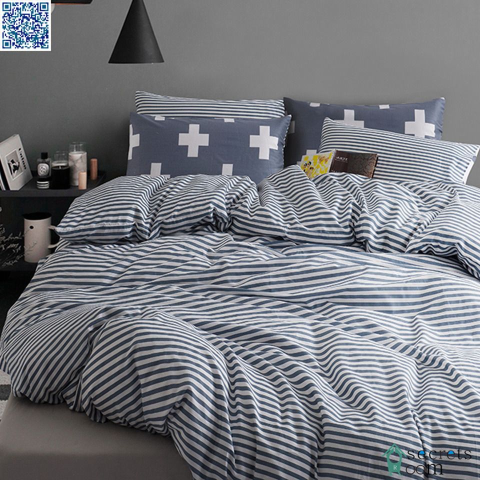 Striped Quilt Doona Duvet Cover Set Single Queen King Size Bed
