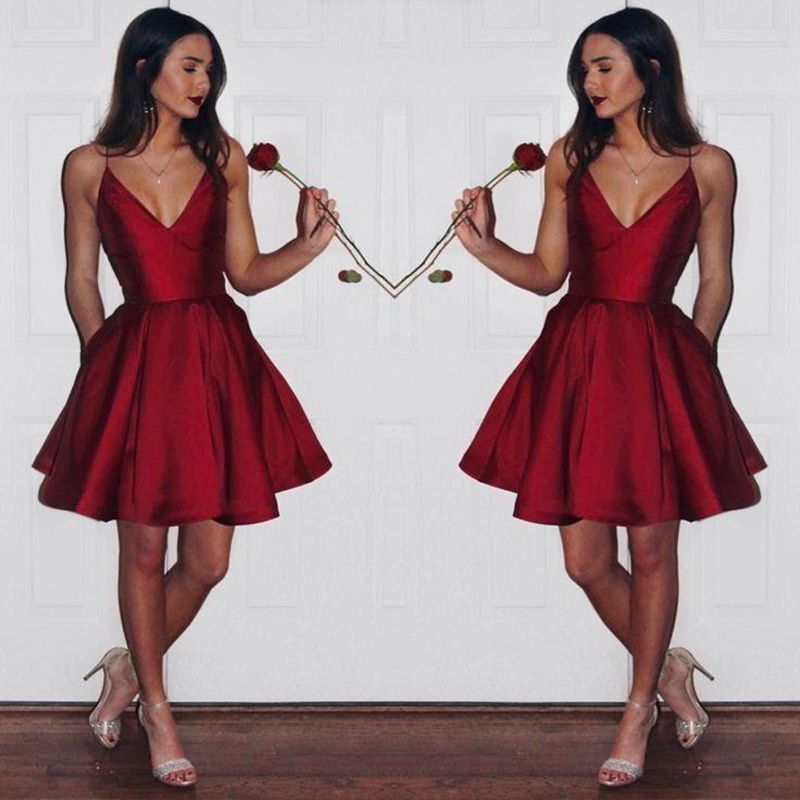 red hoco dress short