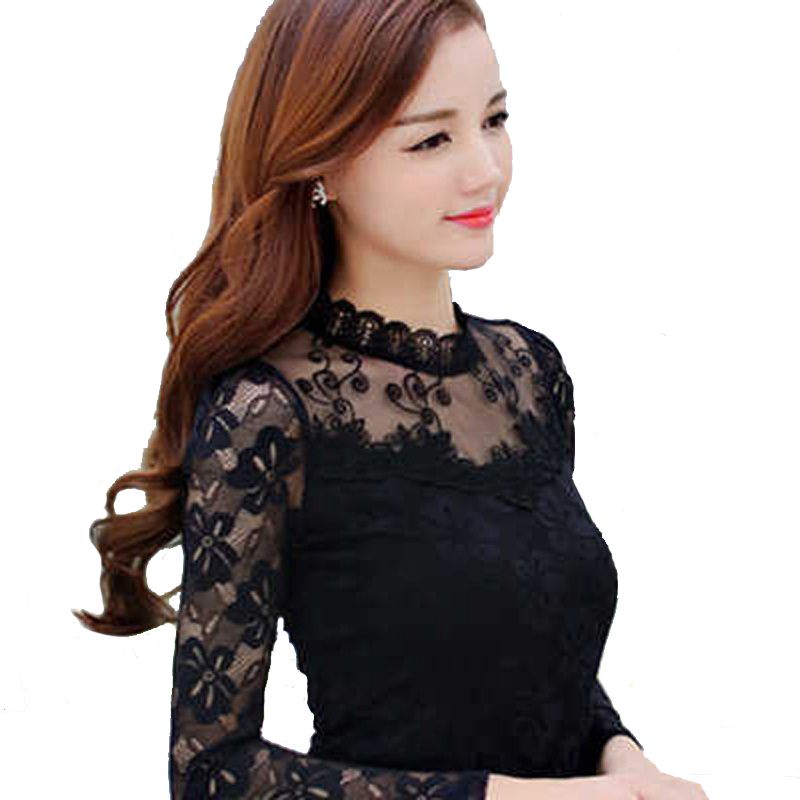 Sexy Chiffon Lace Blouse Shirt Women 