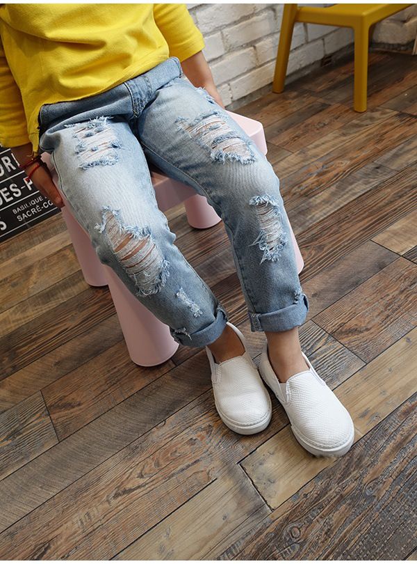 Satin Al 2016 Yeni Stil Cocuk Kot Erkek Kiz Pantolon Sonbahar Moda Tasarimcisi Cocuk Denim Pantolon Rahat Yirtik Kot 2 7 Yil Icin Tl147 07 Dhgate Comda