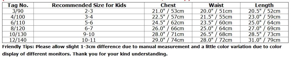 Little Girl Size Chart