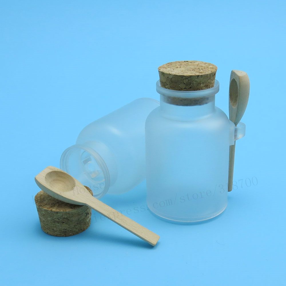 30 X 100ml Bath Salt Bottle With Cork Jar With Wooden Spoon, 100g